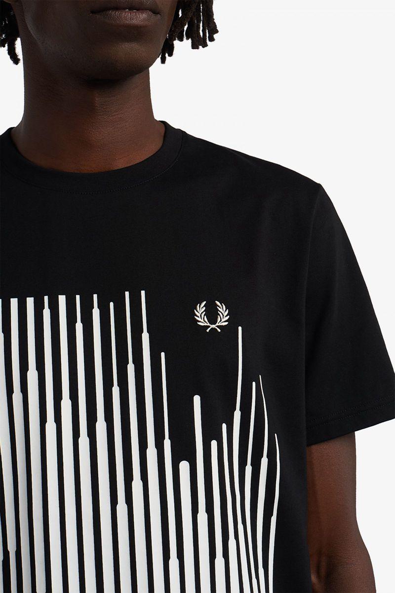 Black Fred Perry Sound Wave Graphic Men's T Shirts | PH 1762CTVE